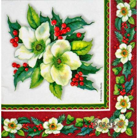 Serwetka decoupage firmy AMBIENTE ciemiernik stroik 25x25cm